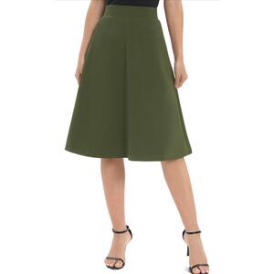 Urban CoCo Women's A-Line Elastic High Waist Flare Work Midi Knee Length Stretch